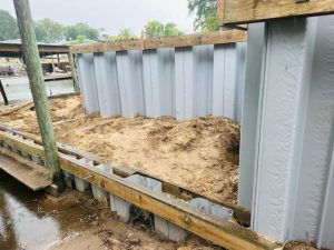 Showing buried seawall at the water level and second level seawall for excessive storm surge protection